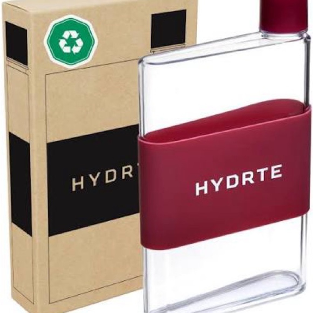 HYDRTE Ruby Red Flat Water Bottle